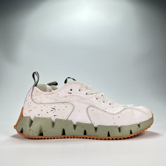 Reebok Zig Dynamica White Green Low Athletic Running Shoes Women's Size 8.5 - Picture 1 of 11